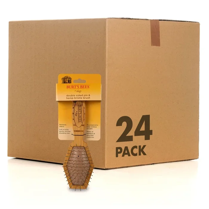 Burt’S Bees For Pets Double Sided Pin Brush & Hemp Bristle Dog Brush | Best All-Purpose Dog Brush To Reduce Shedding | Easy To U