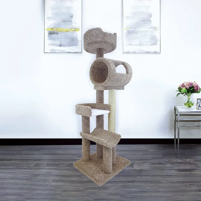New Cat Condos 140003- Solid Wood Cat Climbing Tower Cat Tree